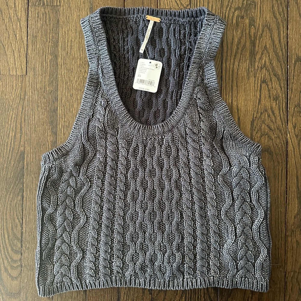 NWT free people size XS silver grey sweater tank